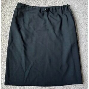 NWT DKNY‎ Black Wool Pencil Skirt Slim Midi Career Quiet Luxury Classic Sz P 10